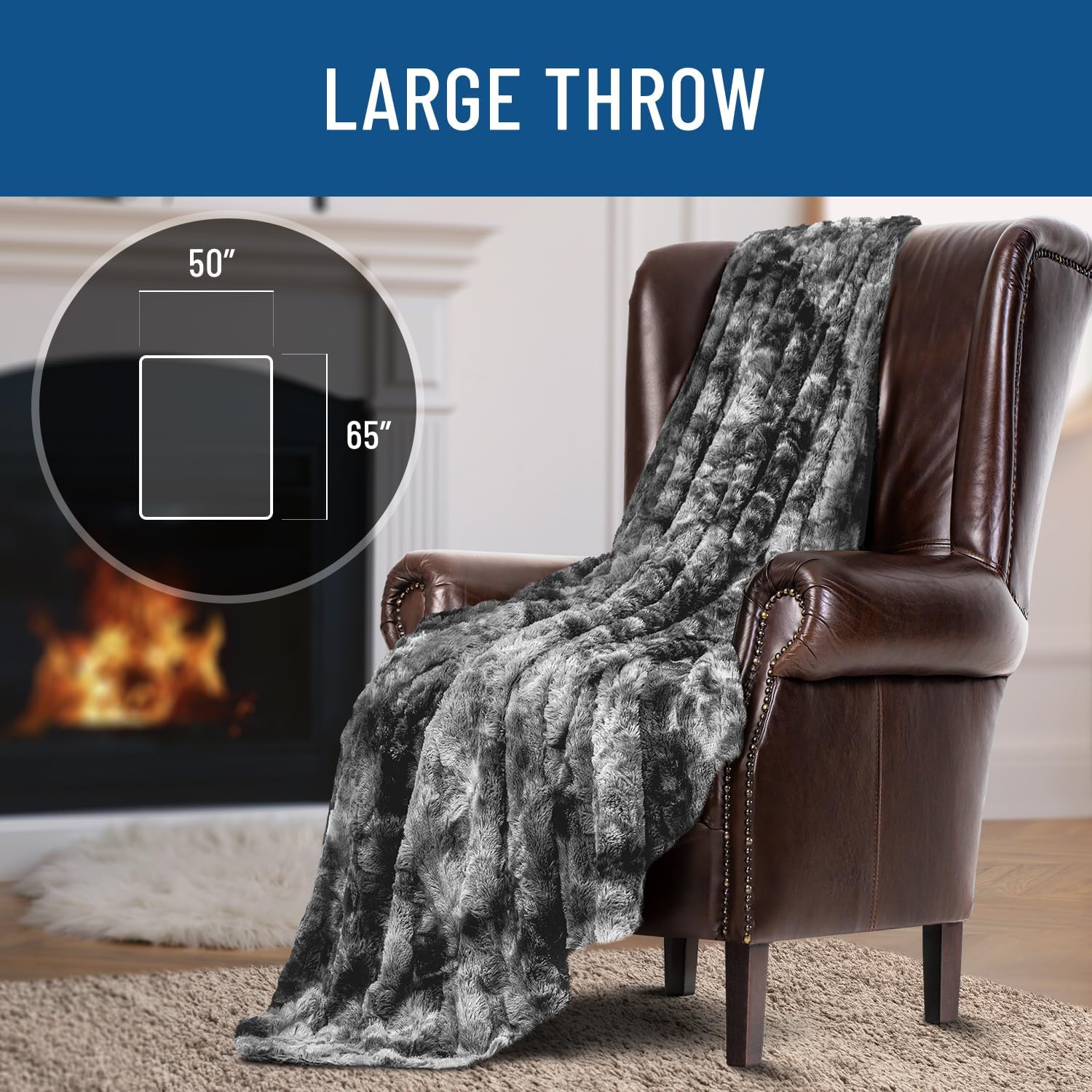 Everlasting Comfort Faux Fur Throw Blanket - Soft Fluffy Plush Throws