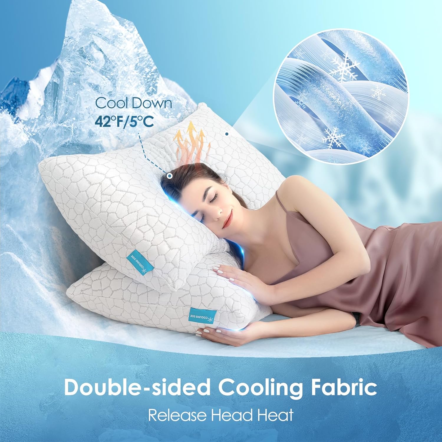 SUPA MODERN Cooling Bed Pillows 2 Pack Shredded Memory Foam