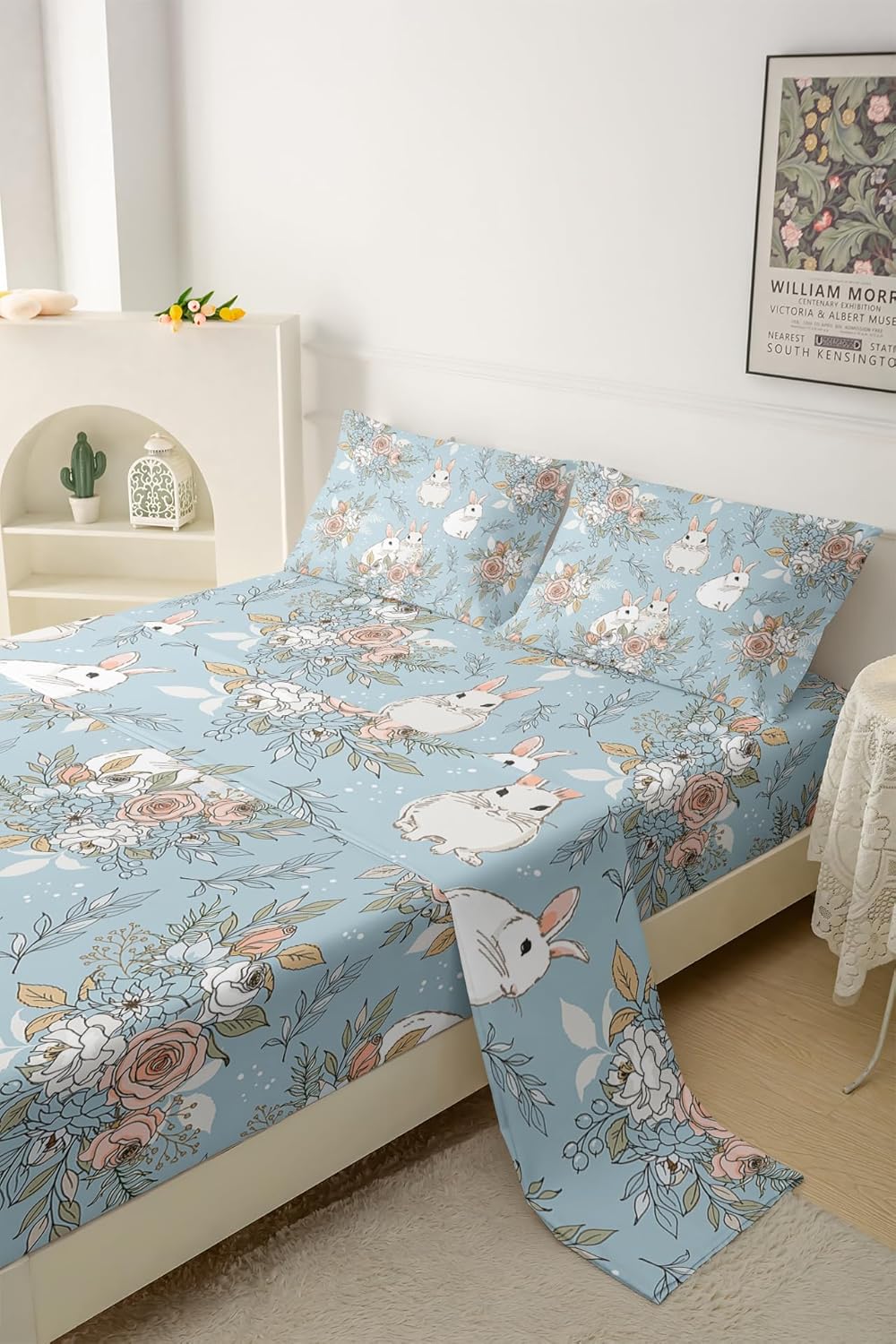 QOOMO Cute Rabbit Microfiber Kids Bedding Set