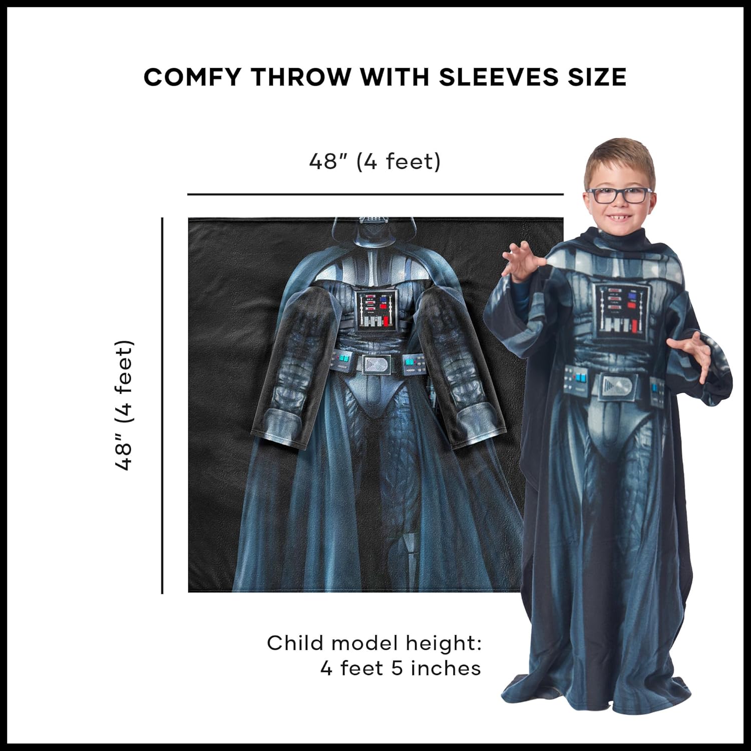 Northwest Comfy Throw Blanket with Sleeves Being Darth Vader