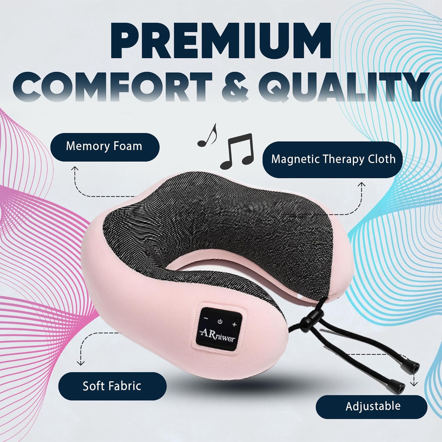 ARniwer Bluetooth Music Neck Pillow with Speakers for Travel and Rest