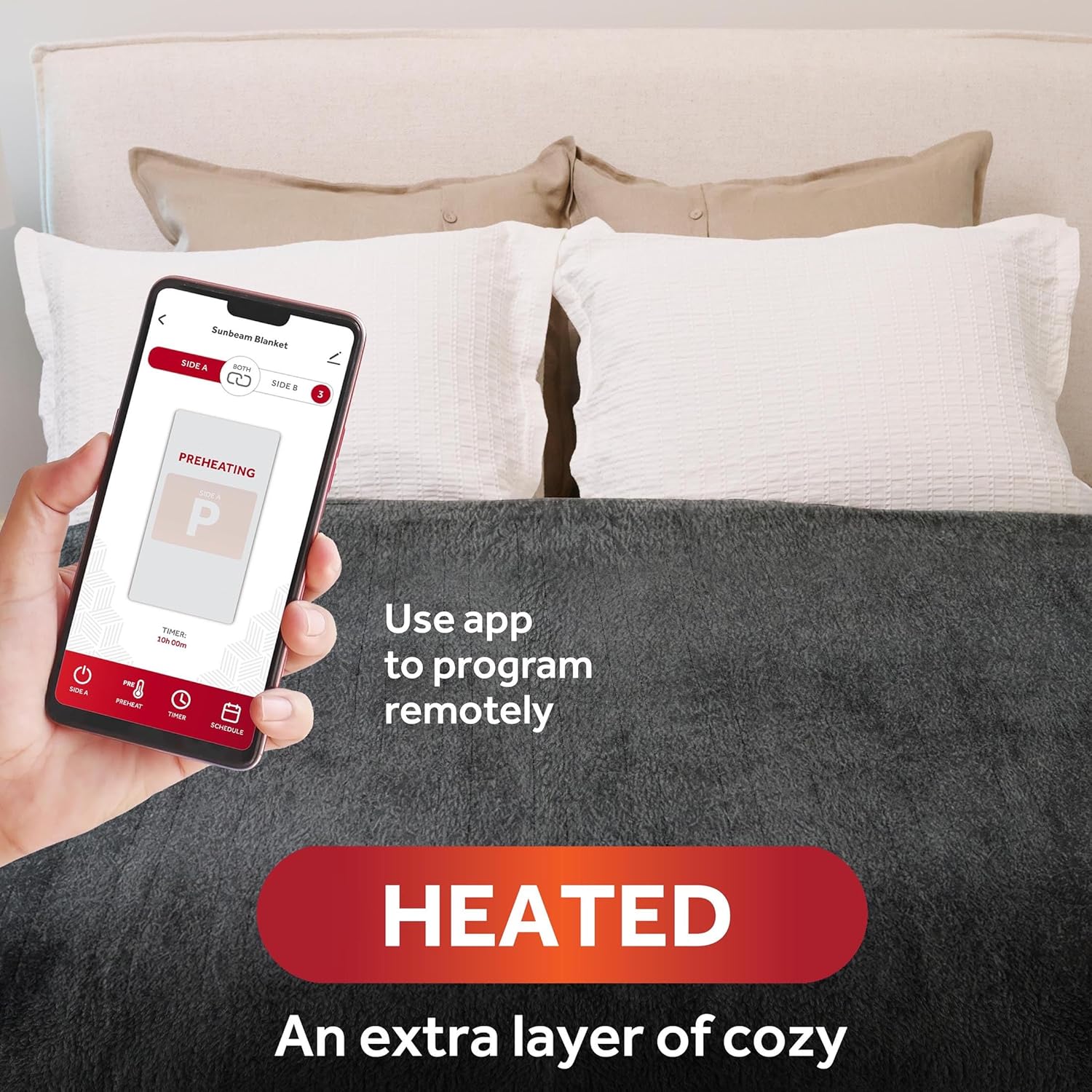 Sunbeam Smart Wi-Fi Heated Blanket with 10 Heat Settings