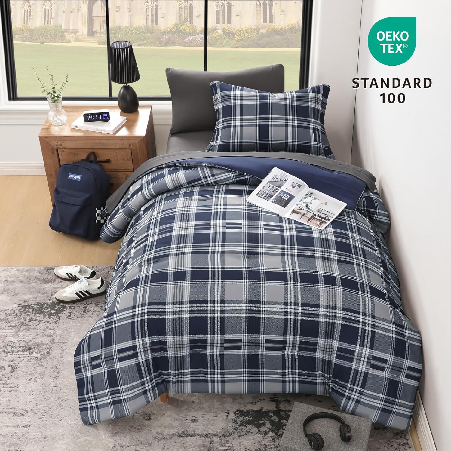 MaiRve Navy Blue Twin XL Comforter Set 5 Piece
