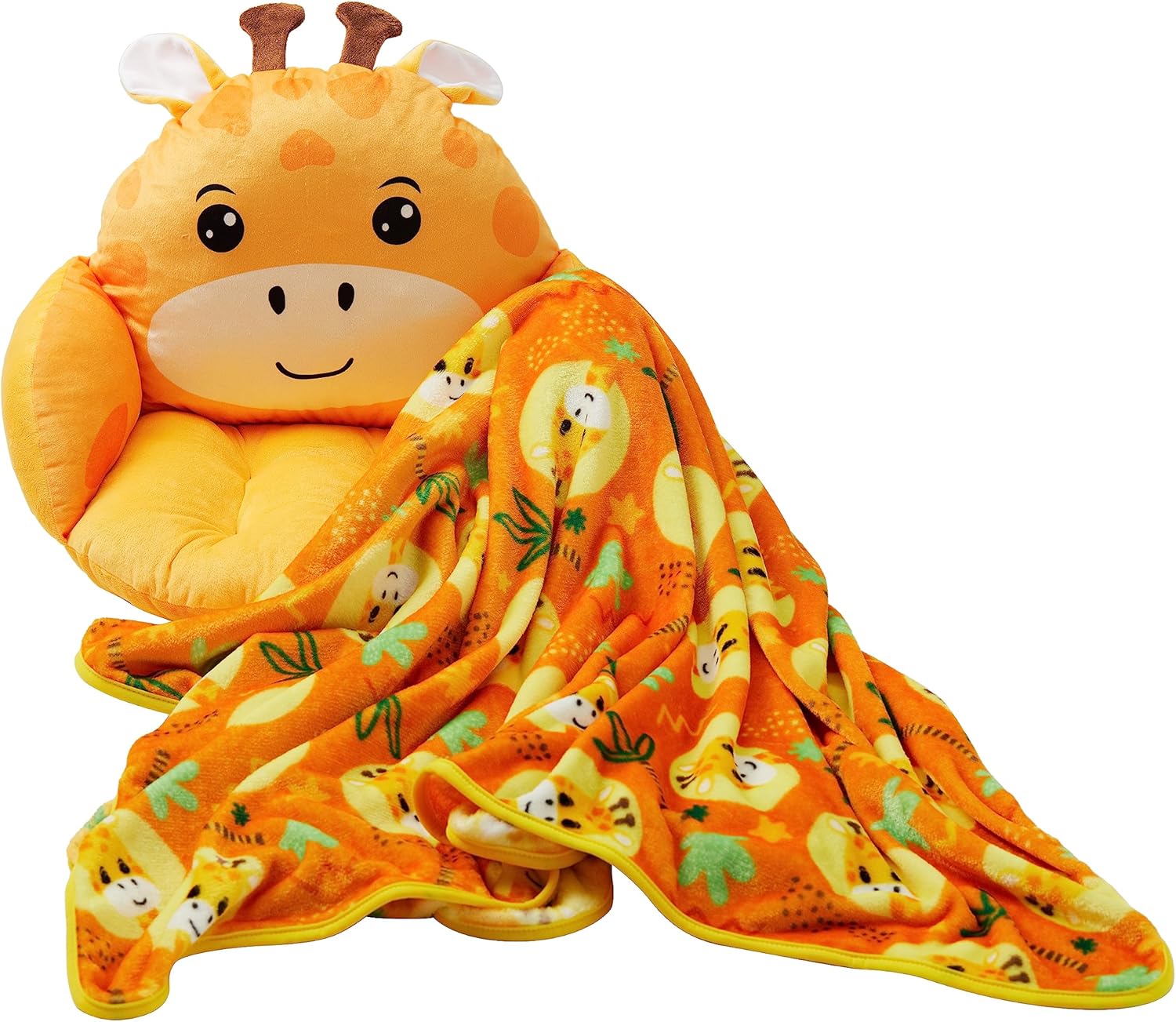 Unicorns Robots Boys Giraffe Lounge Pillow with Blanket