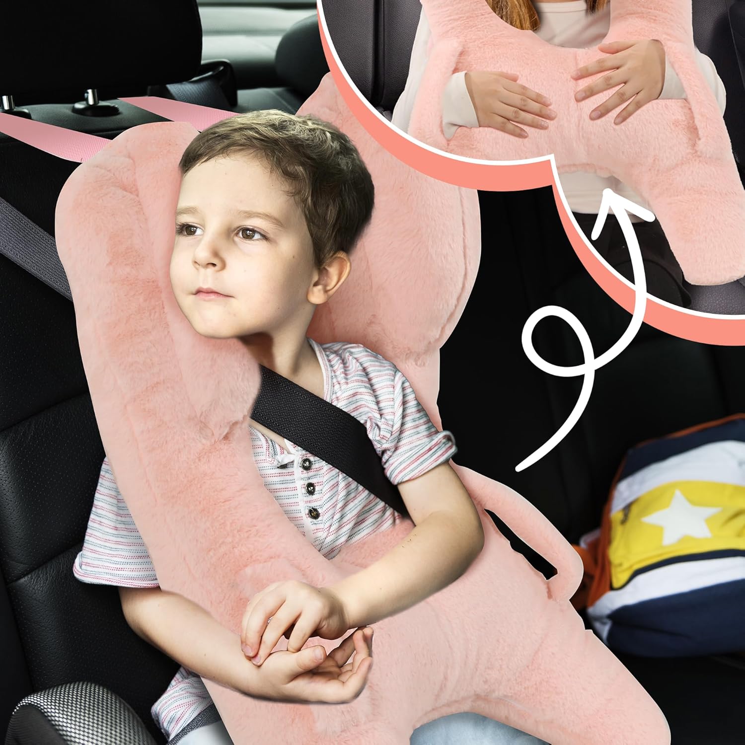 ROYALAY Kids Car Pillow with Handles and Head Support 1