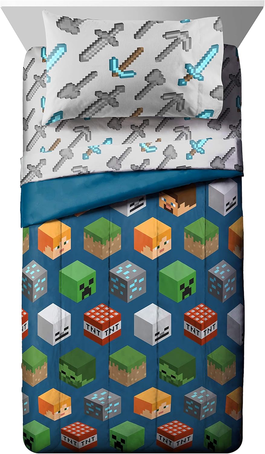 Jay Franco Minecraft Isometric 5-Piece Full Bed Set