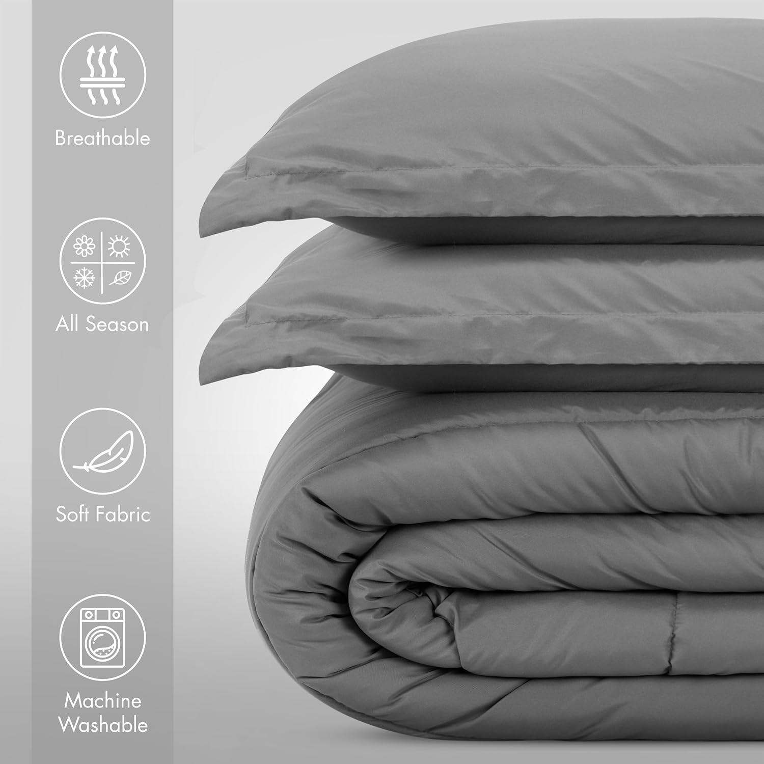 Utopia Bedding All Season Grey Comforter Set with 2 Pillow Cases