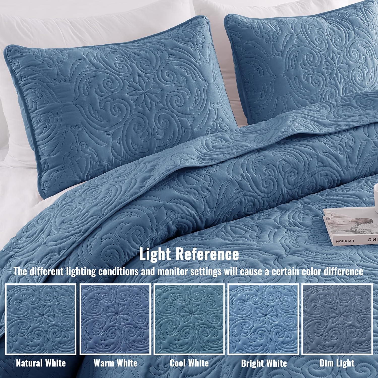 Exclusivo Mezcla Twin Quilt Set Soft Bluish Grey