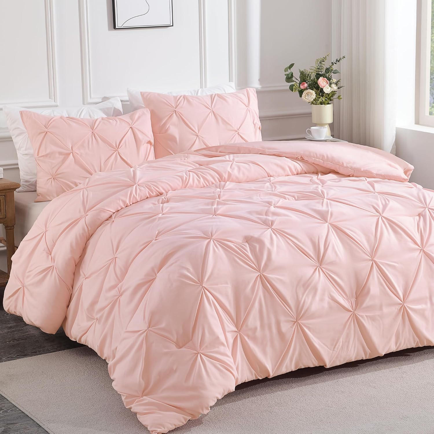 Andency Pink Comforter Set 3 Pieces Full Size