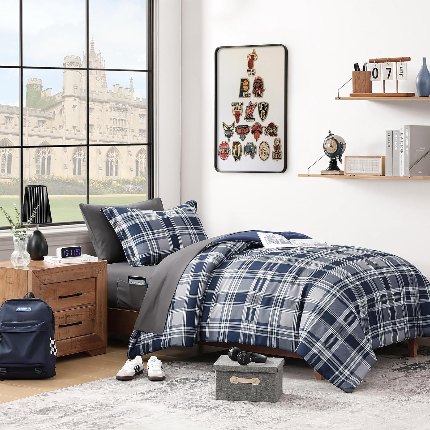 MaiRve Navy Blue Twin XL Comforter Set 5 Piece