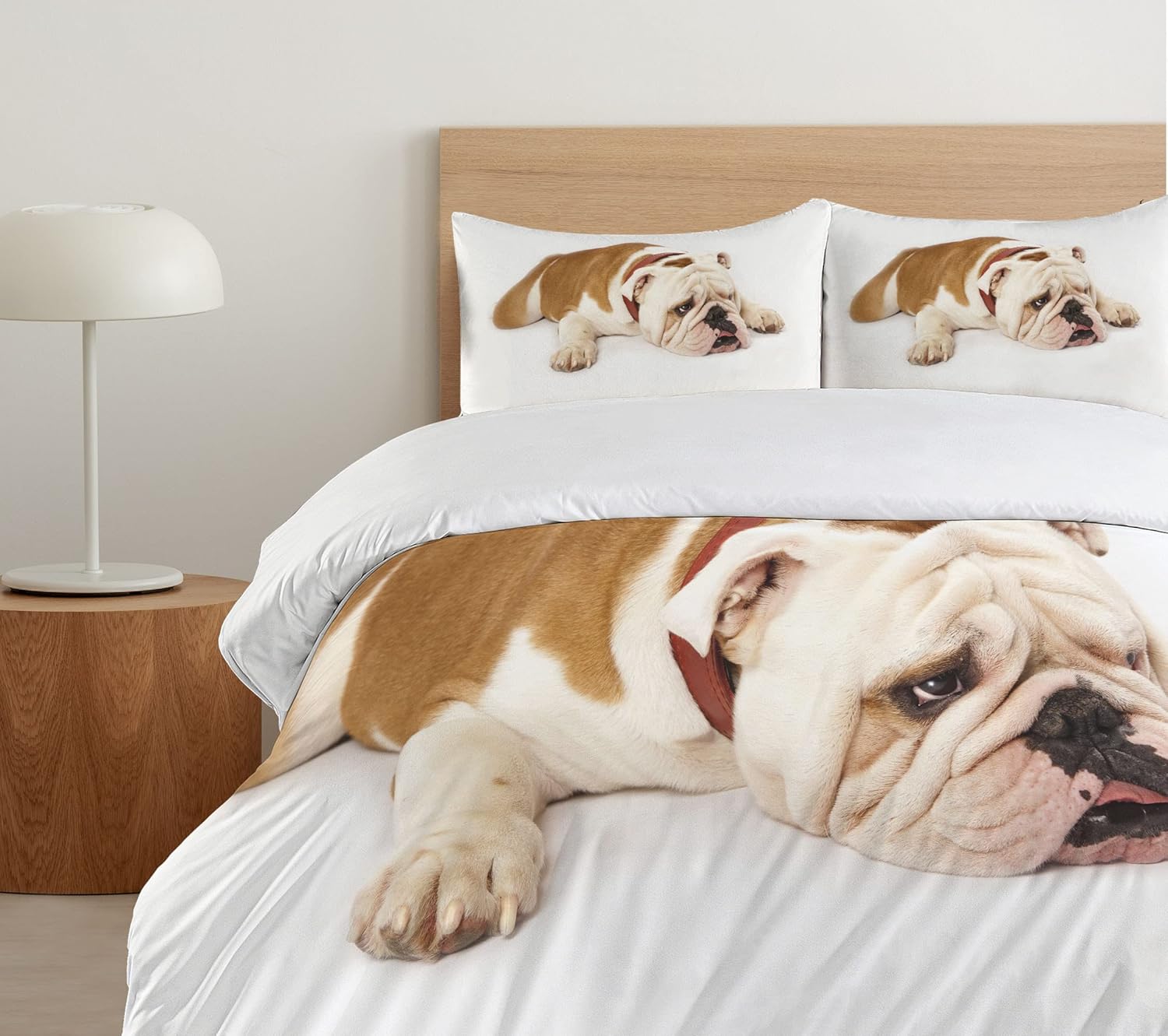 Ambesonne English Bulldog Duvet Cover Set Brown Cream 1