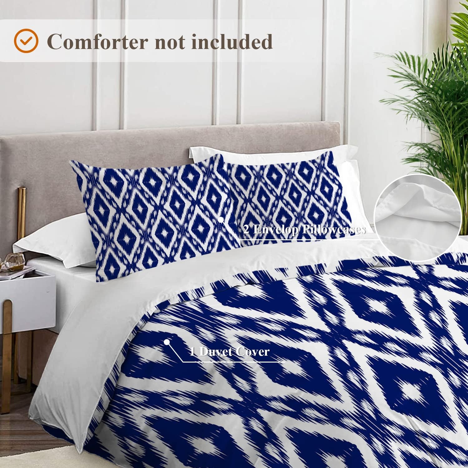 Shrahala Abstract Ikat Ogee Duvet Cover Set Twin Size 3 Pieces