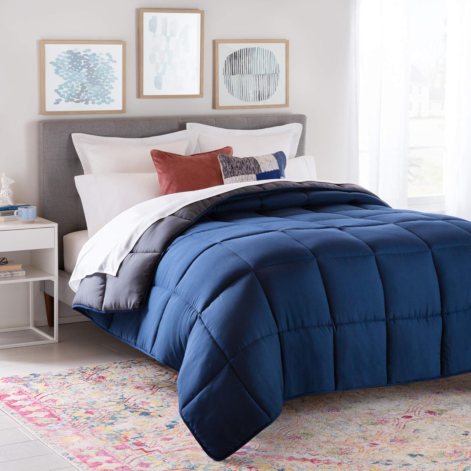 Linenspa Reversible Down Alternative Comforter - Twin XL NavyGraphite 1