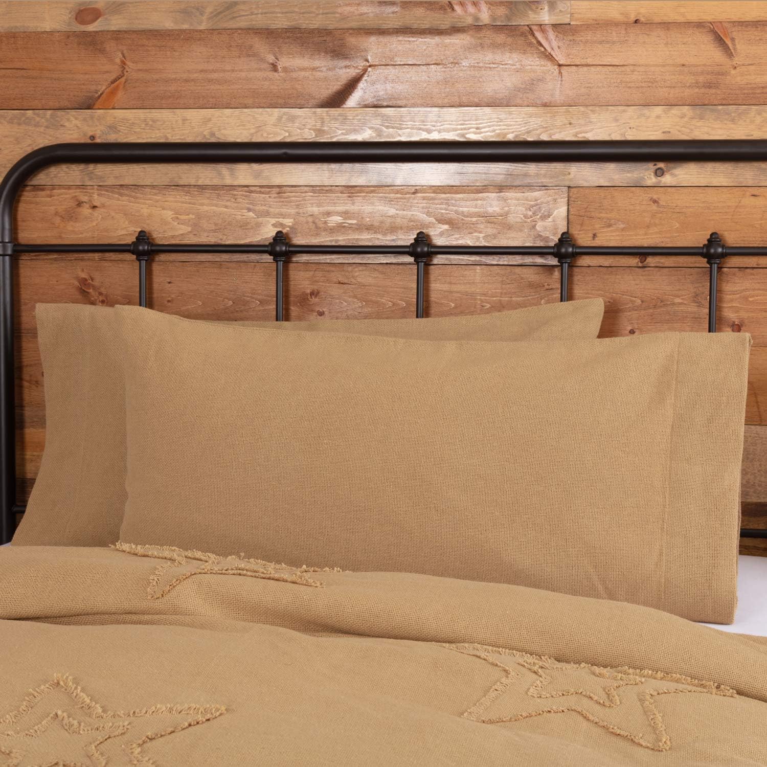 VHC Brands Burlap King Pillowcase Set 21x40 Tan