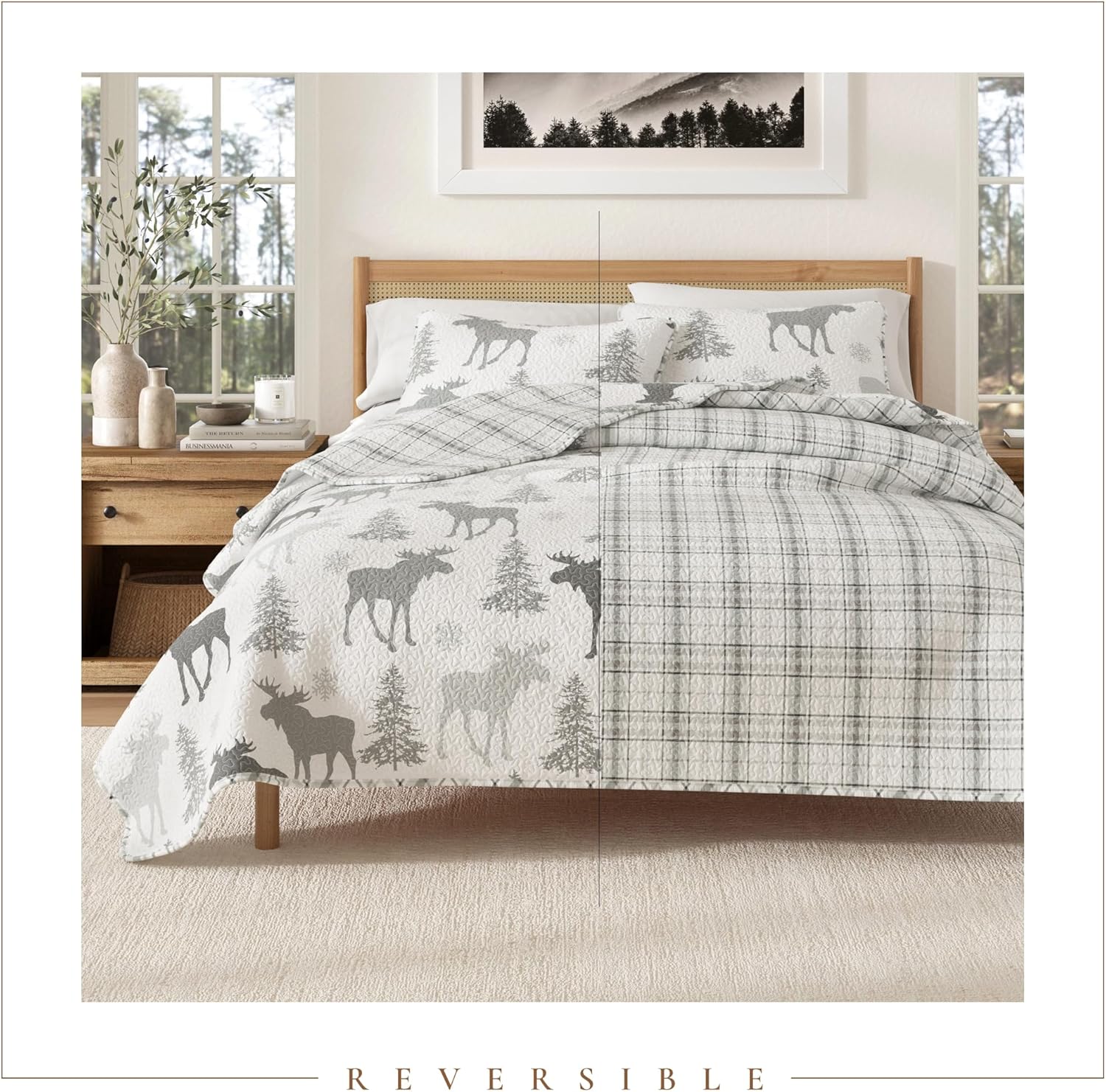Great Bay Home Lodge Bedspread Twin XL Quilt Set with 1 Sham