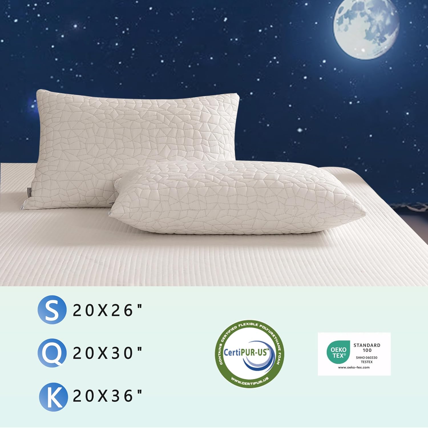 RGTIME Shredded Memory Foam Pillow Set of 2
