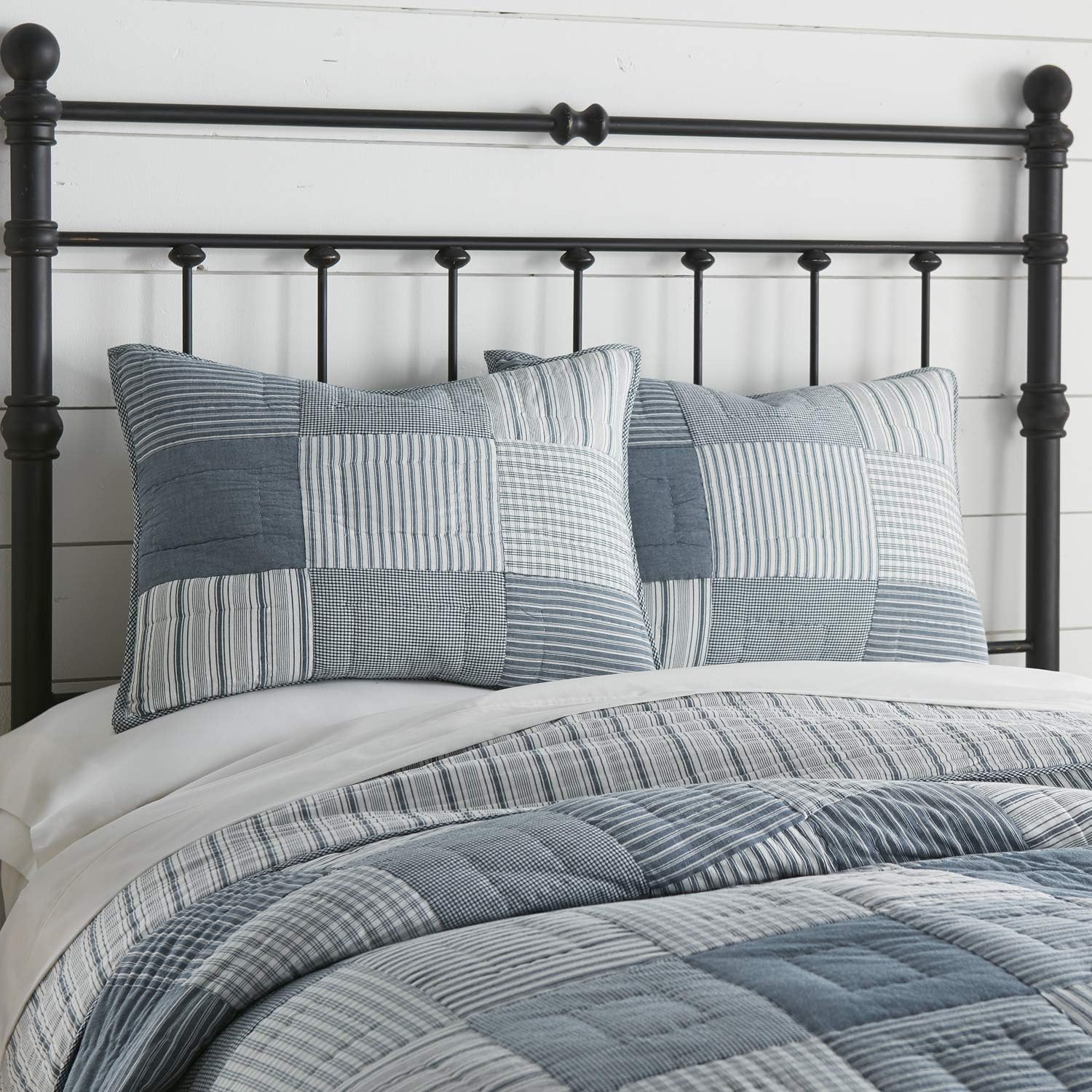 VHC Brands Farmhouse Patchwork Pillow Sham Set of 2 21x27