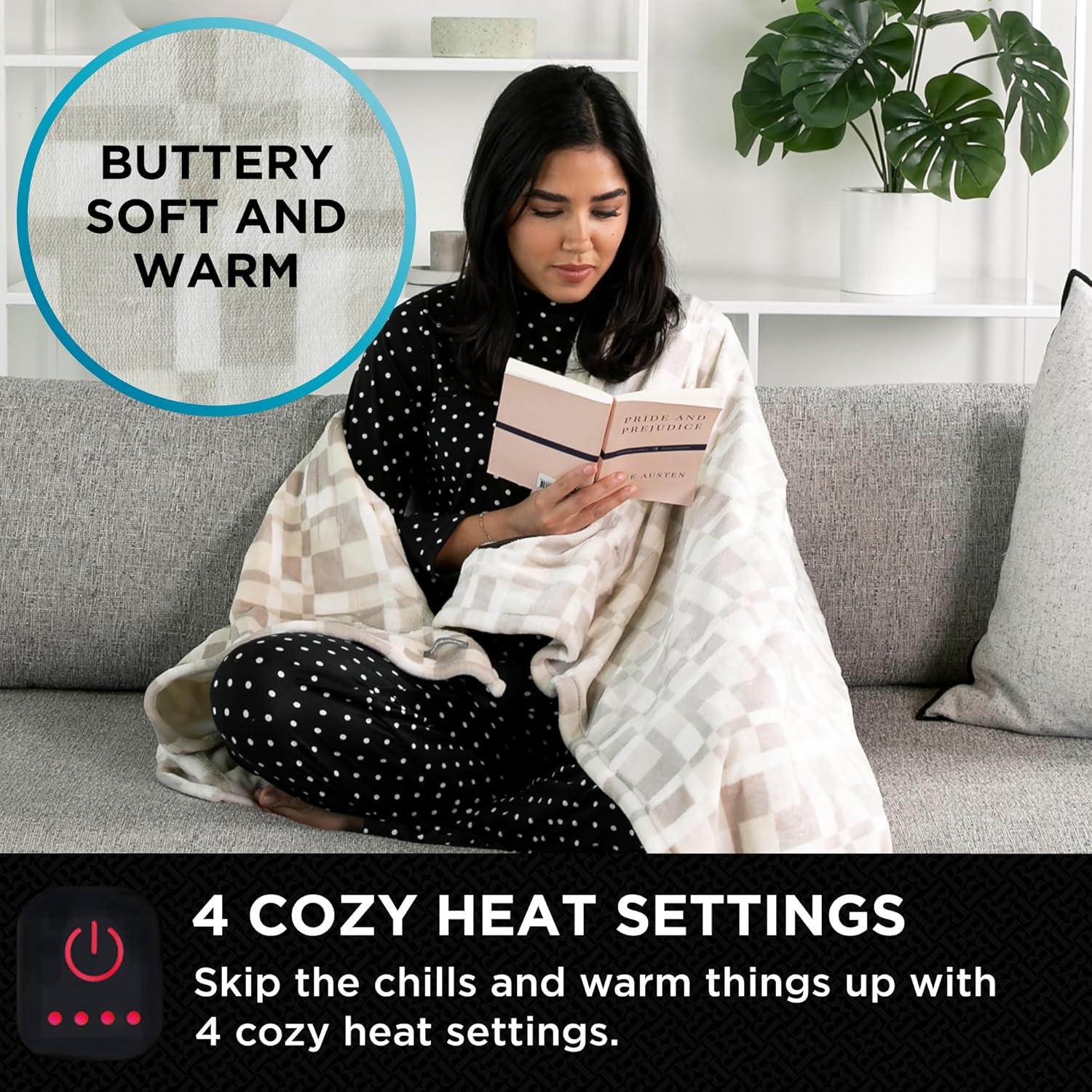 Brookstone Heated Throw Blanket - 4 Heat Settings 1