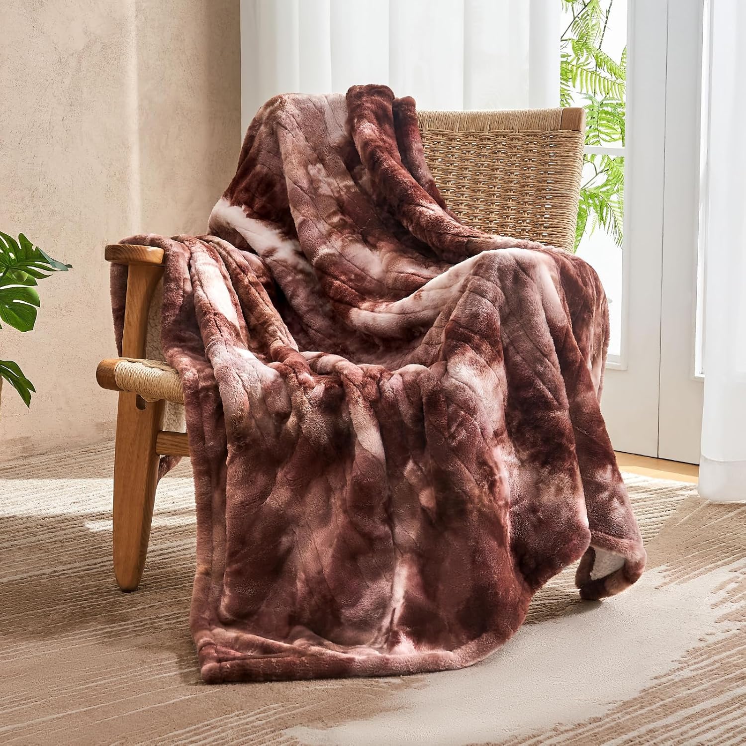 Electric Heated Blanket 50x60 Luxury White Coffee Faux Fur