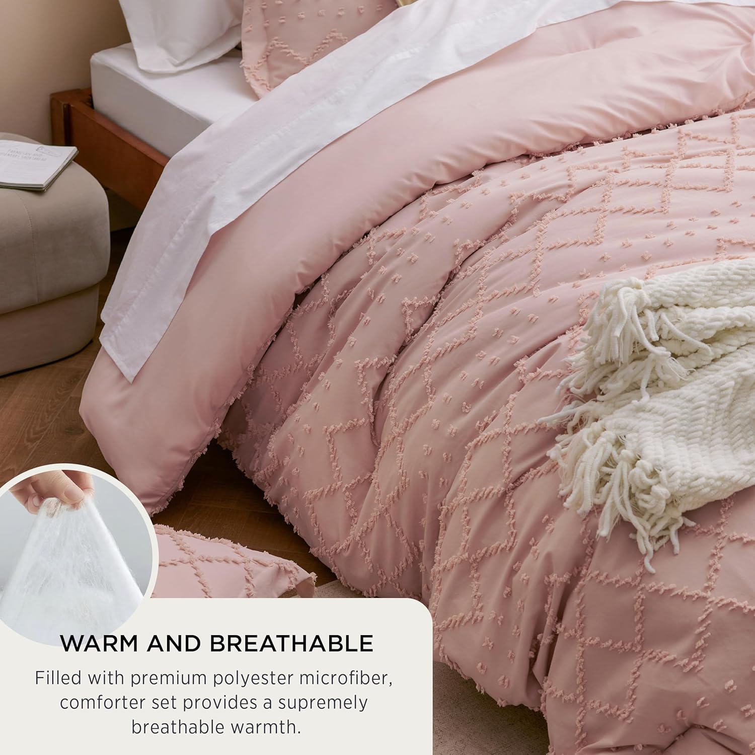 Bedsure Twin XL Comforter Set - Coral Pink