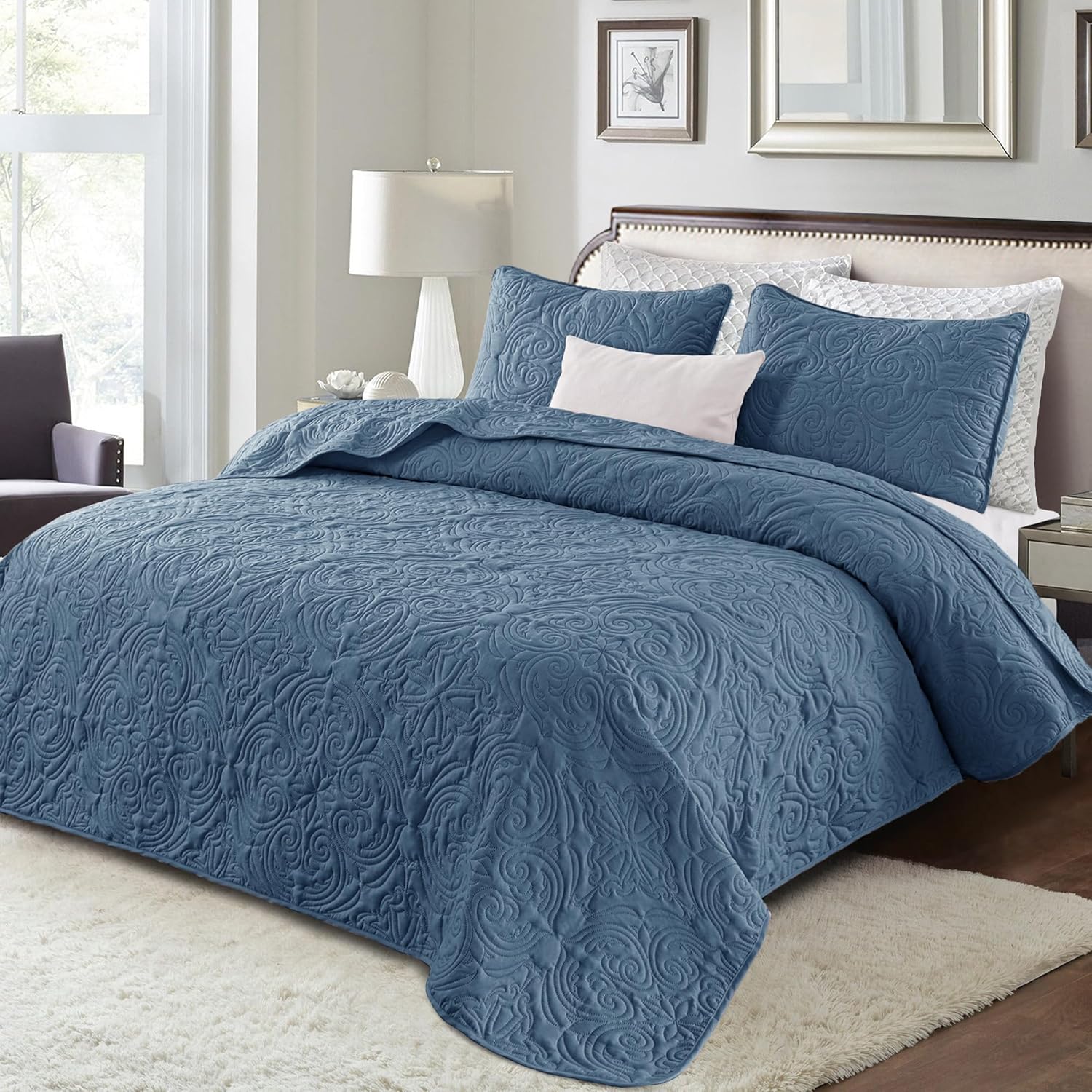 Exclusivo Mezcla Twin Quilt Set Soft Bluish Grey