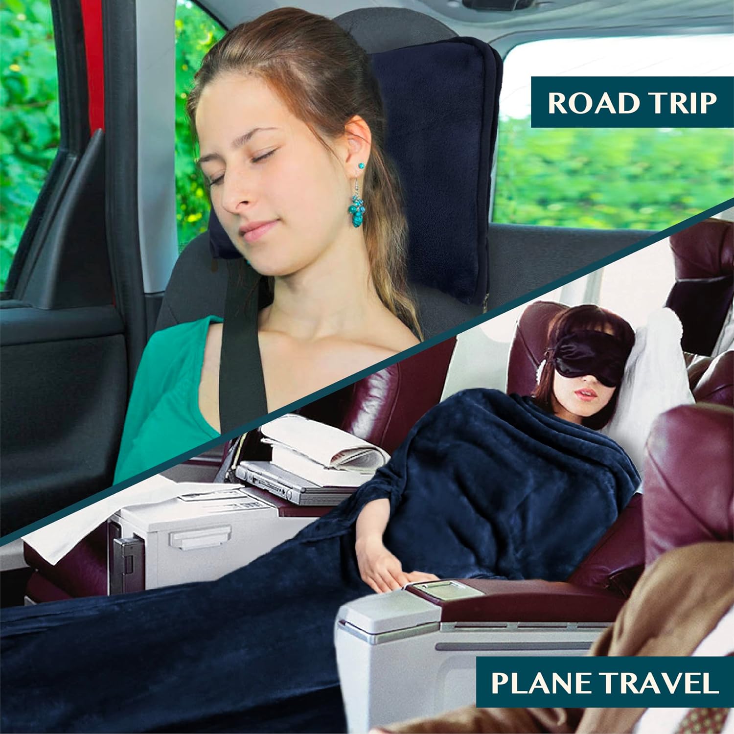 PAVILIA Travel Blanket with Arm Holes and Pillow