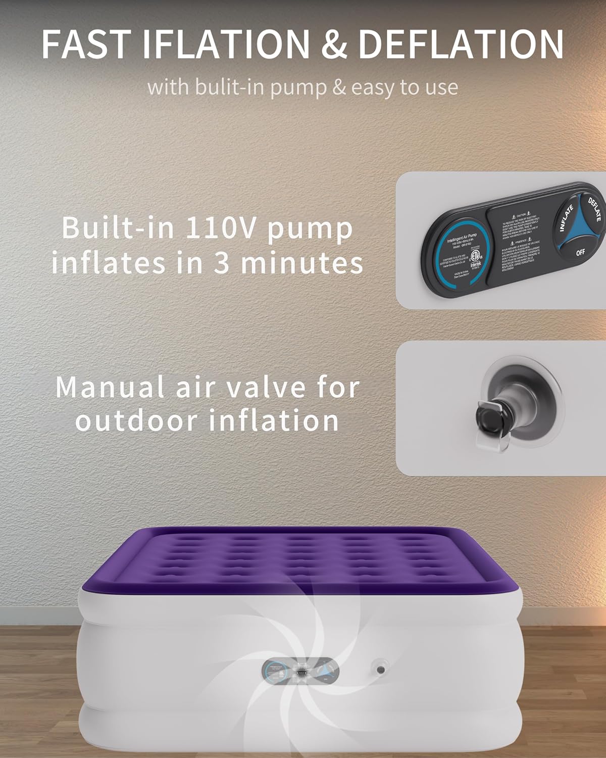 Hi Explore Air Mattress Queen with Built in Pump