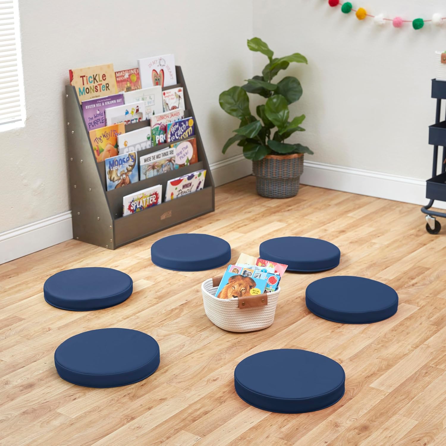 ECR4Kids SoftZone Floor Cushions 6-Piece Navy Set