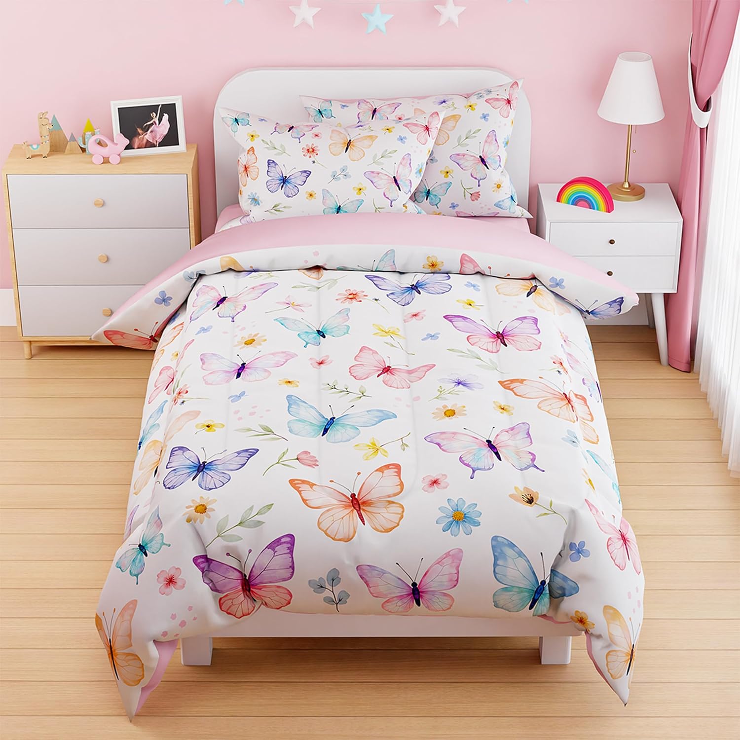 SANDJEST Butterfly Duvet Cover Set Twin Size