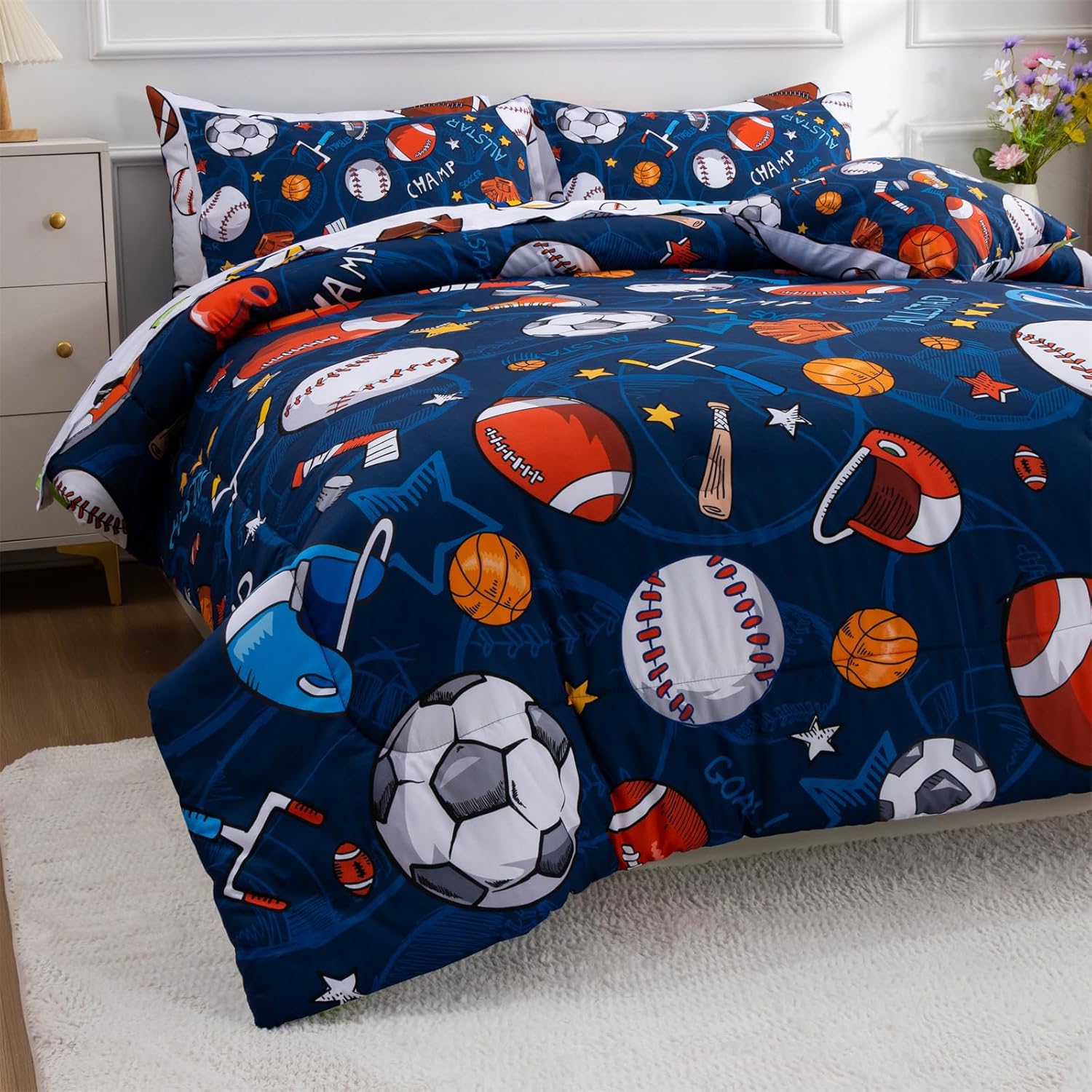 A Nice Night 6Pcs Twin Bed in a Bag Comforter Set