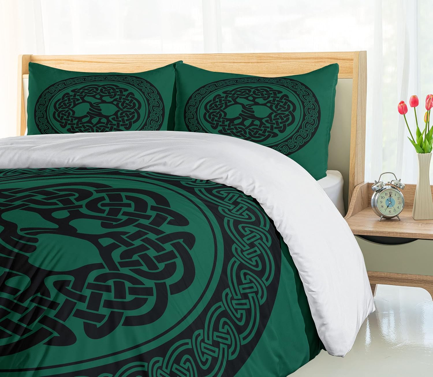 Ambesonne Celtic Duvet Cover Set Forest Green Black