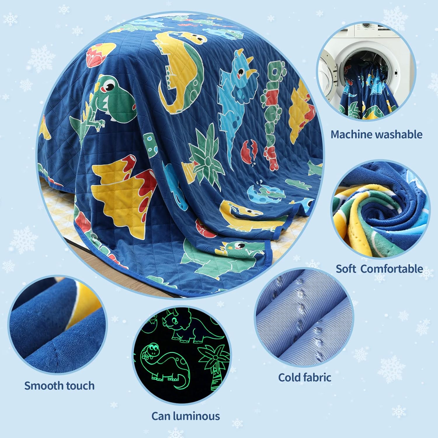 Glow in the Dark Dinosaur Cooling Blanket for Kids