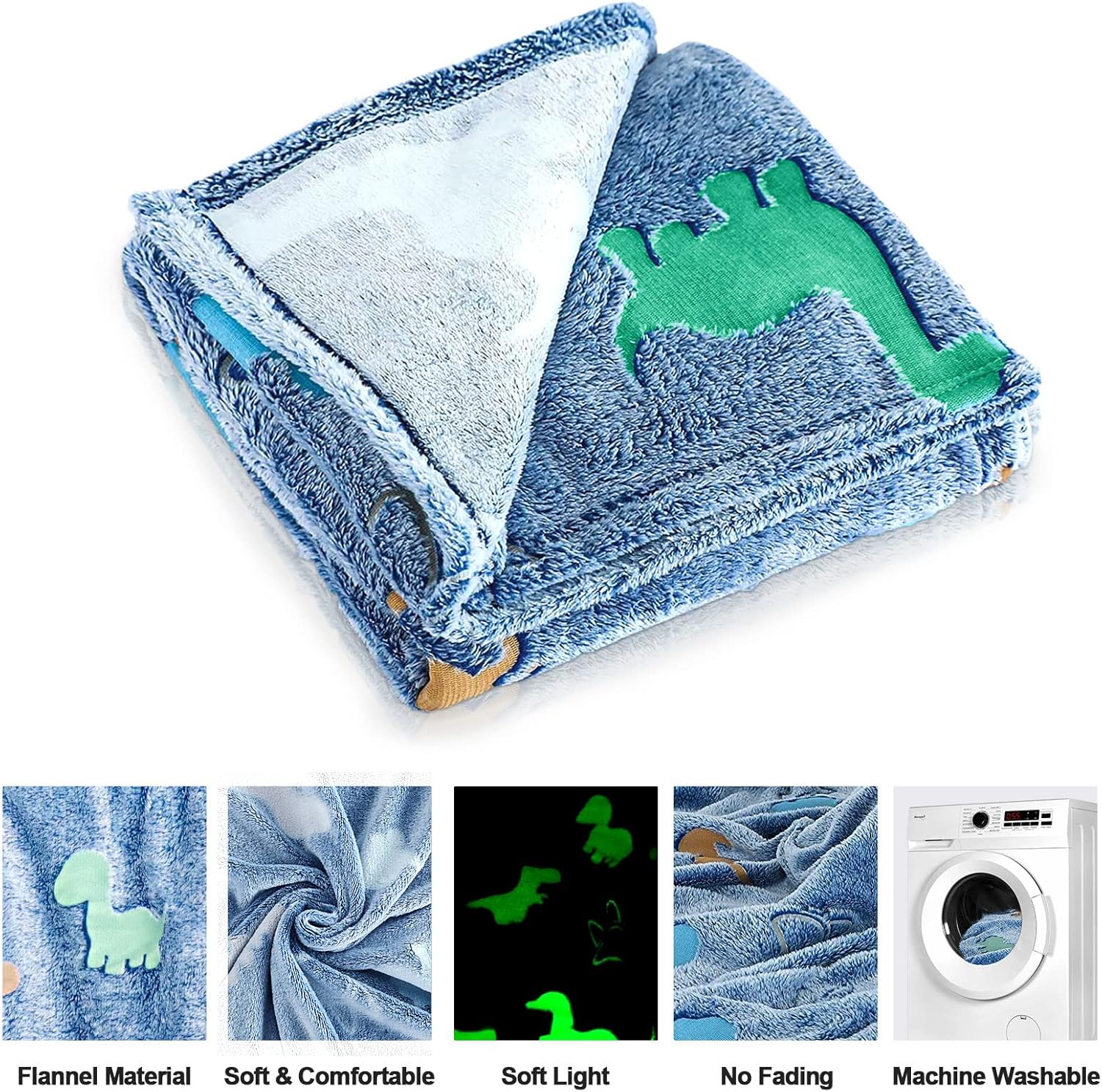 TEHALK Dinosaur Glow in the Dark Blanket for Boys