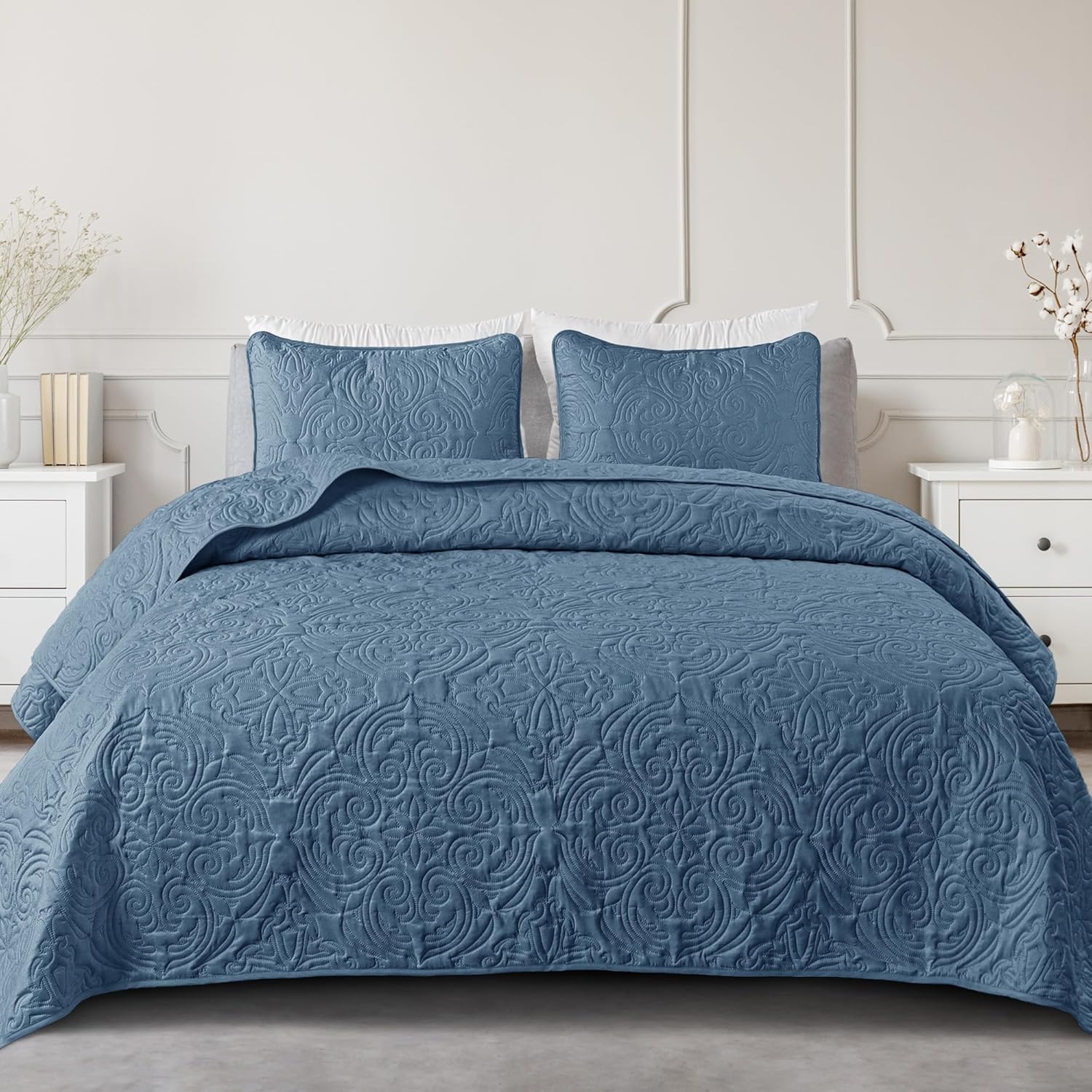 Exclusivo Mezcla Twin Quilt Set Soft Bluish Grey