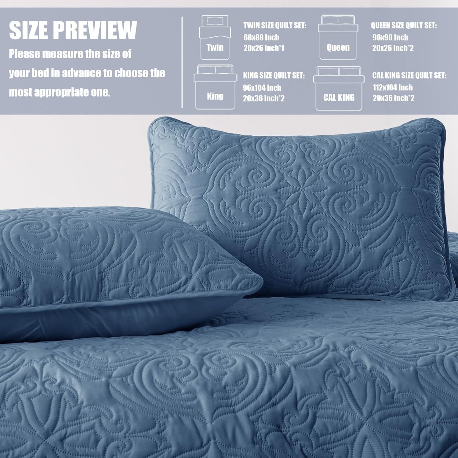 Exclusivo Mezcla Twin Quilt Set Soft Bluish Grey