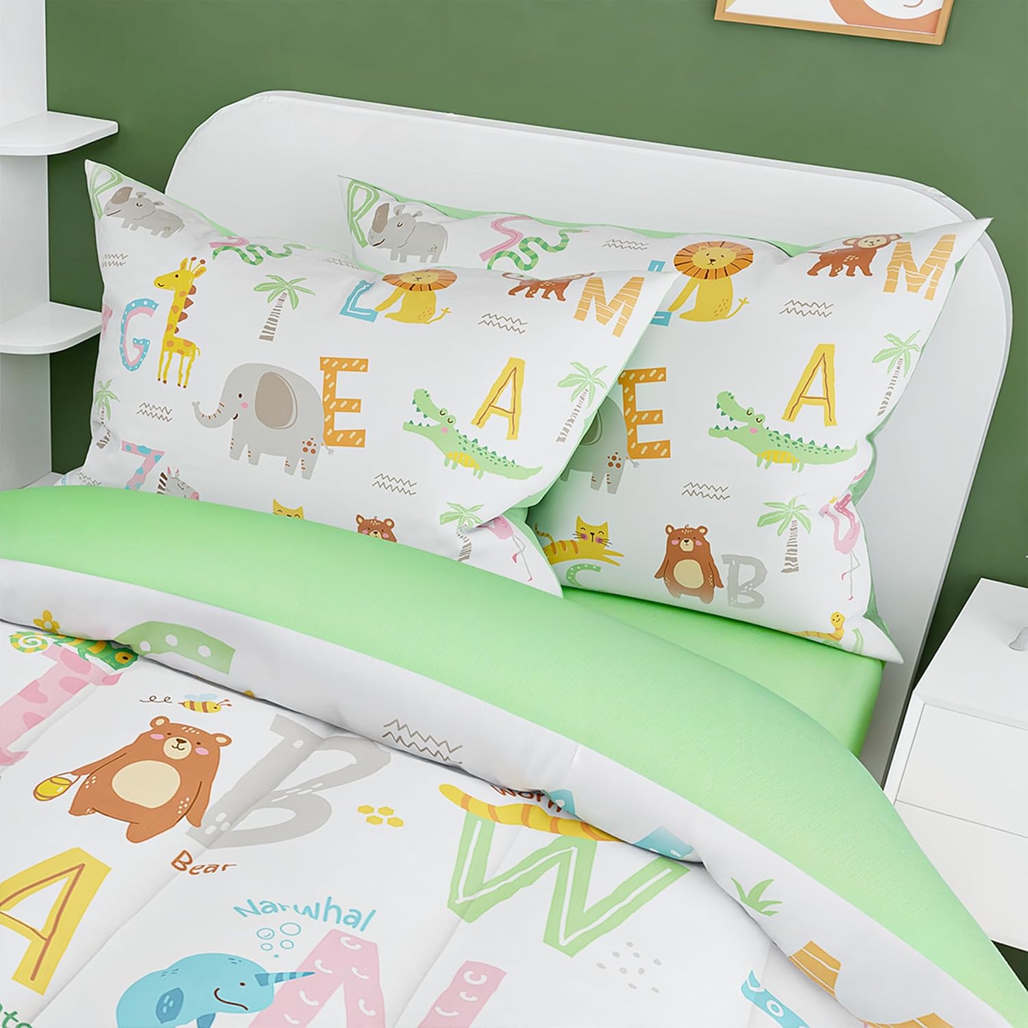SANDJEST Alphabet Duvet Cover Set Twin Size for Kids