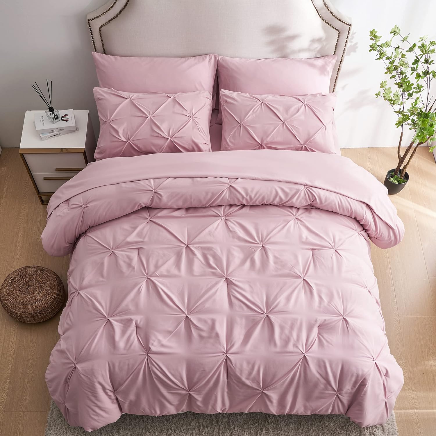 Ubauba 5 Pc Twin Comforter Set with Sheets and Pillowcase