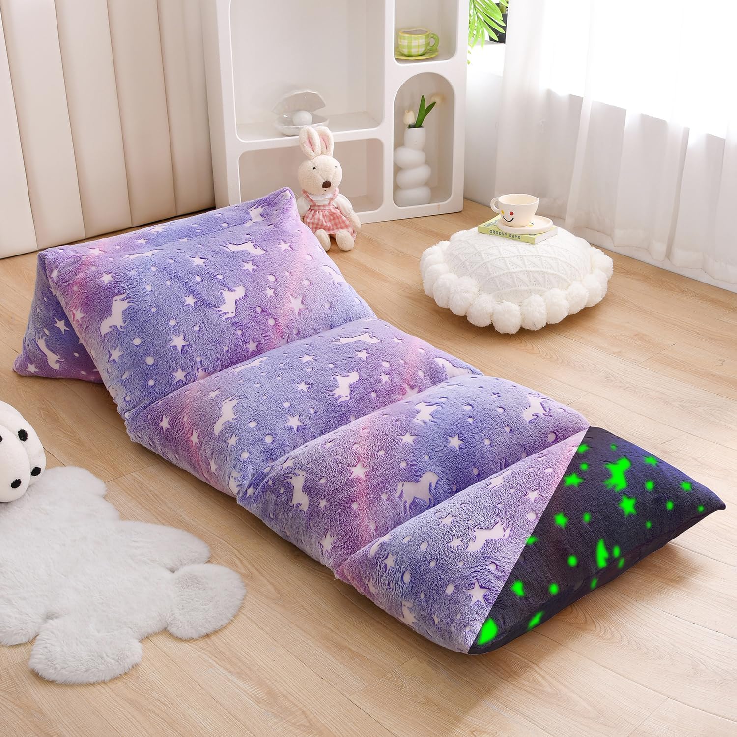 Mengersi Velvet Floor Pillow Cover Glow in The Dark Design