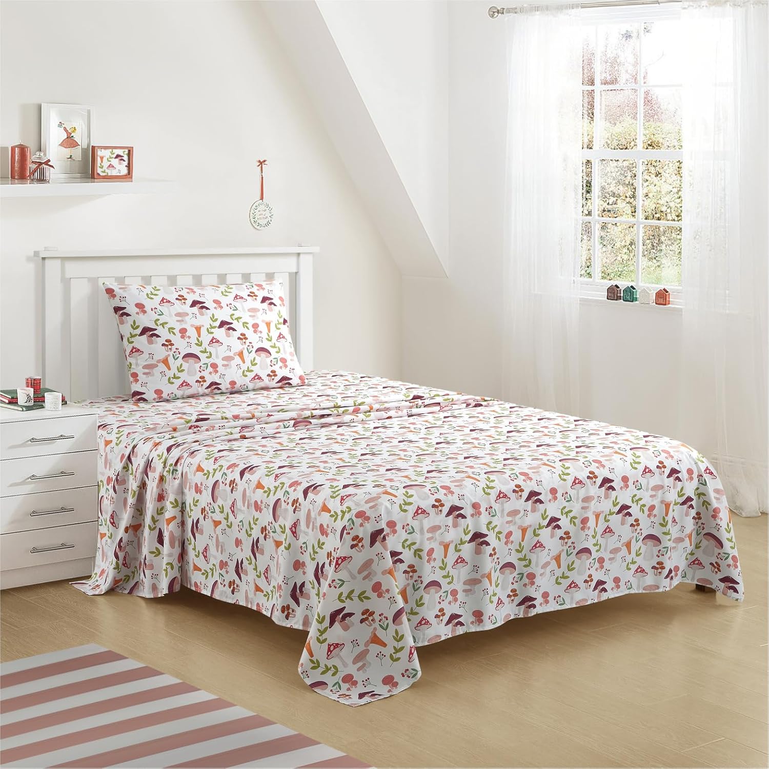 Urban Lifestyle Twin Sheet Set with Wild Mushroom Print