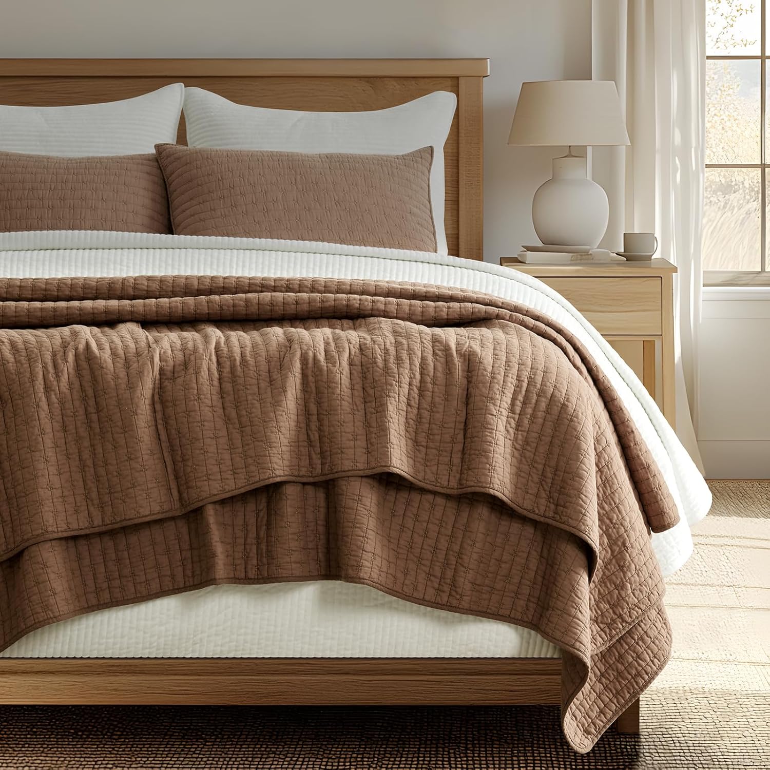 EVERGRACE Cross Stitch Cotton Quilt Bedding Set King Size