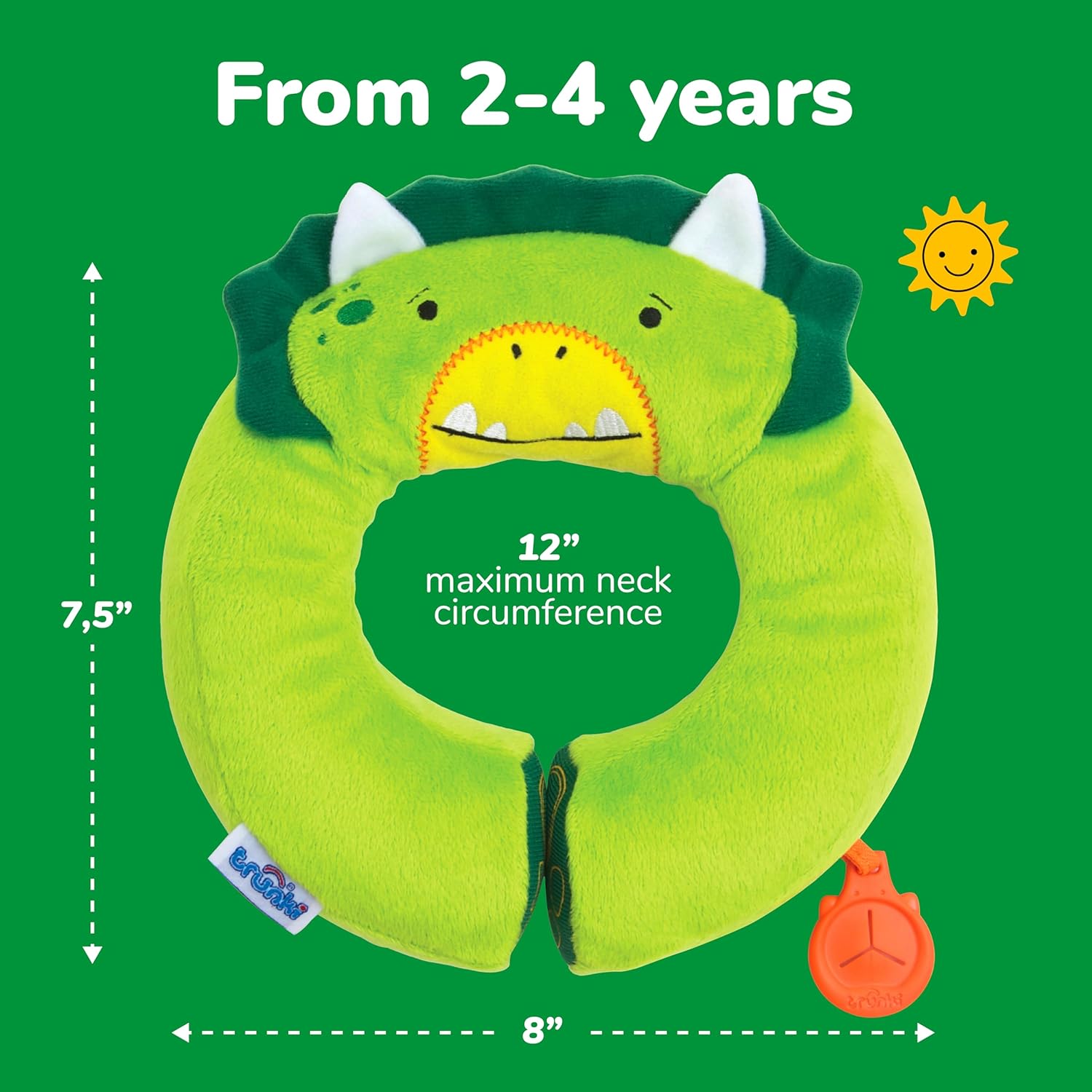 Trunki Kids Travel Neck Pillow with Dinosaur Design