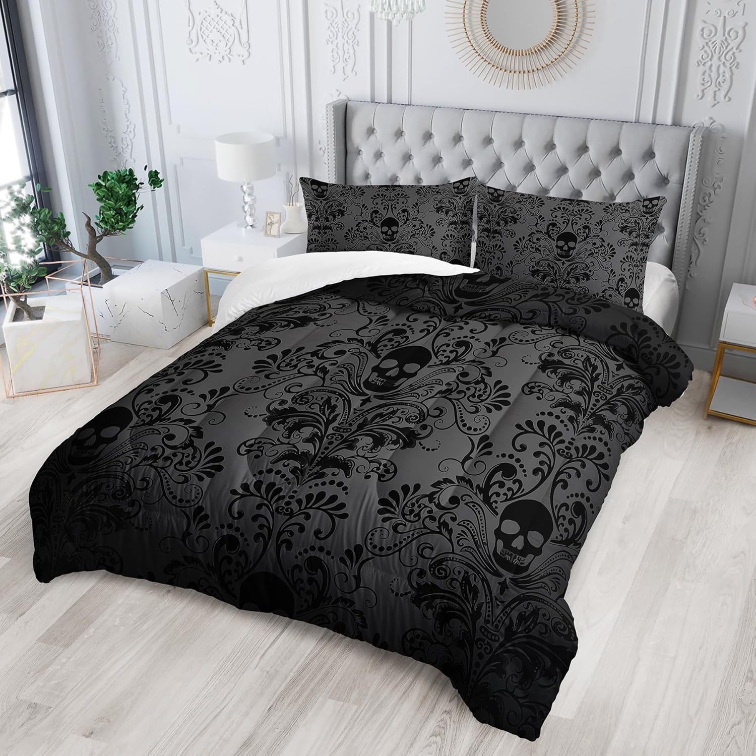 Skull Comforter Set Queen Size with 3D Printed Design