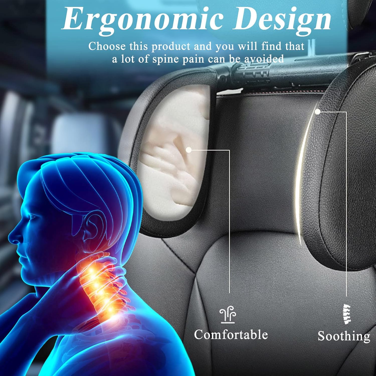 VniYors 180 Degree Adjustable Car Headrest Pillow