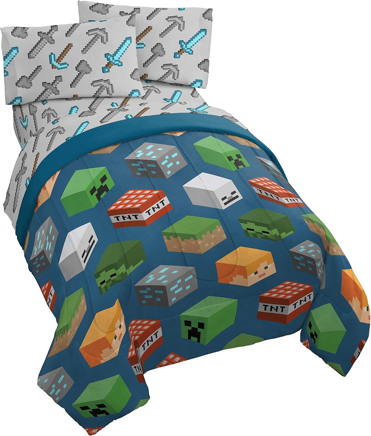 Jay Franco Minecraft Isometric 5-Piece Full Bed Set
