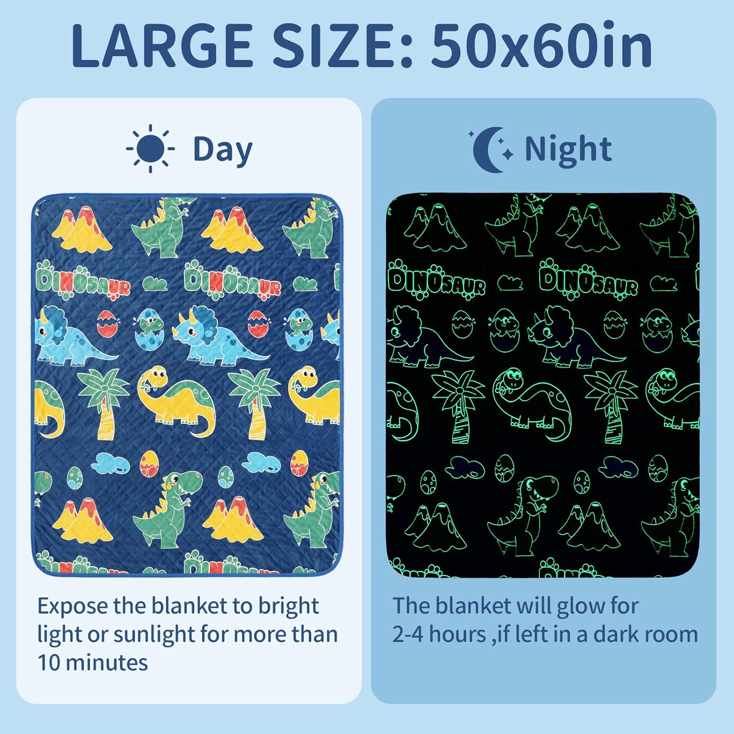 Glow in the Dark Dinosaur Cooling Blanket for Kids