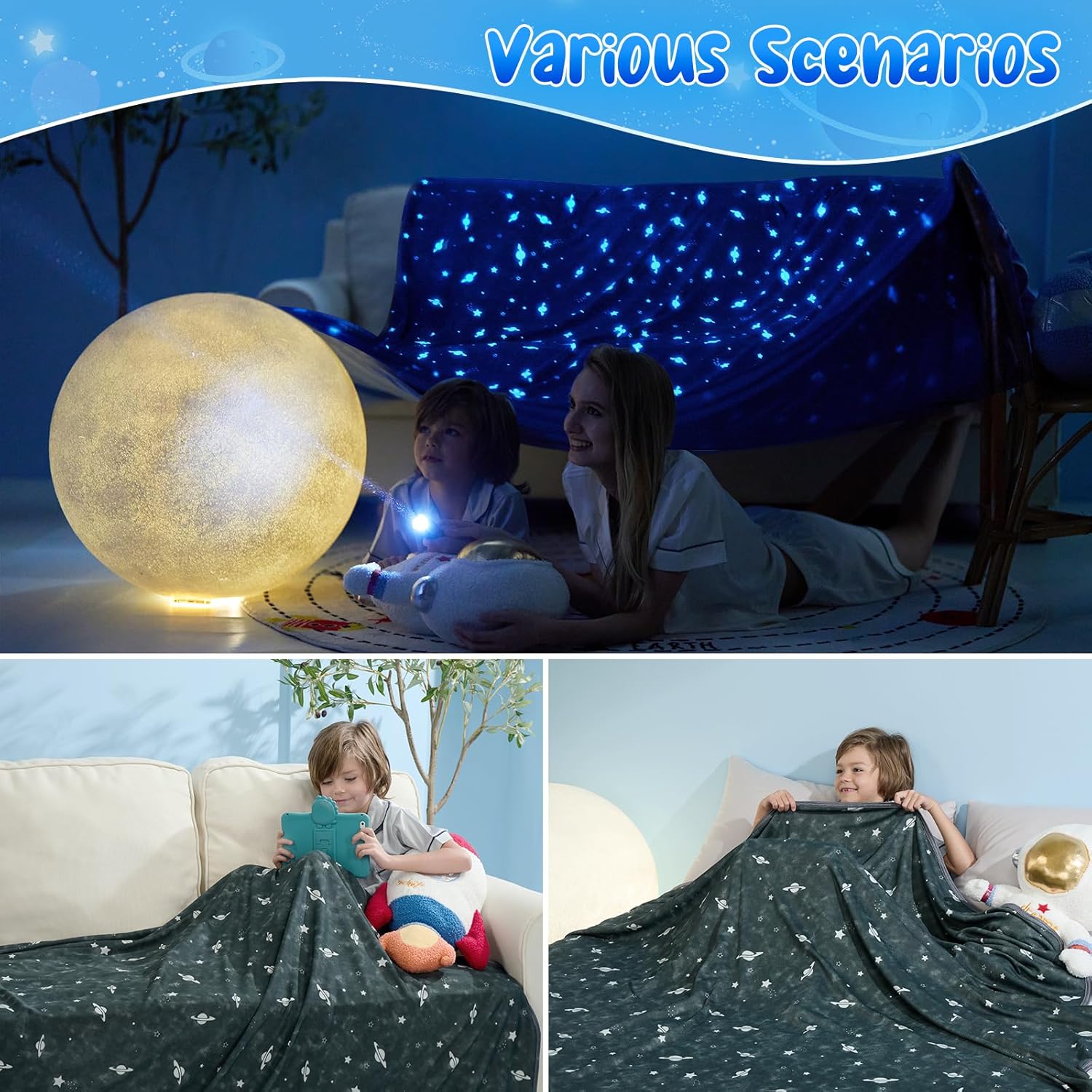 LUXEAR Cooling Blanket with Glow in the Dark Design
