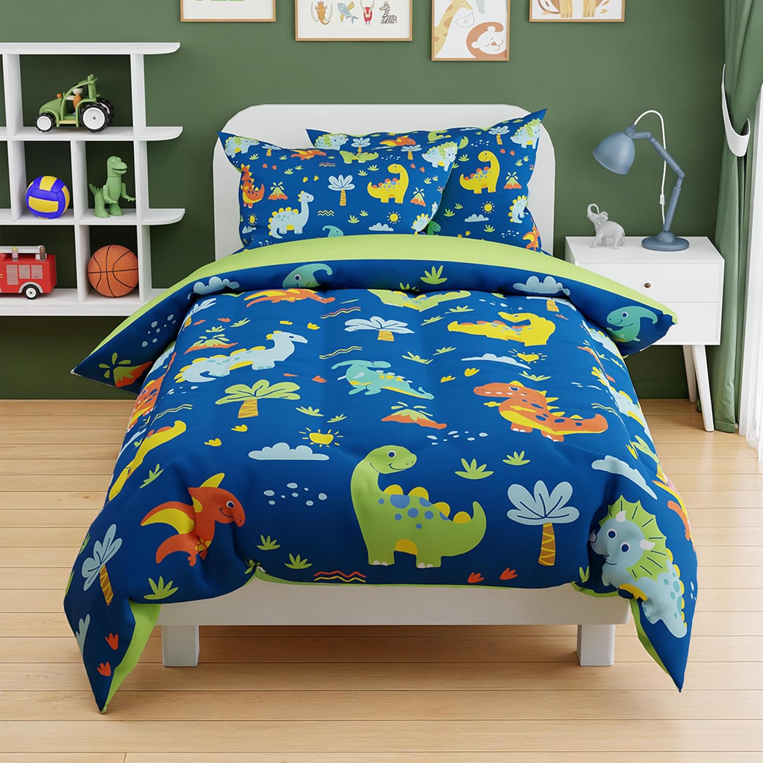SANDJEST Dinosaur Duvet Cover Set Full Size for Kids