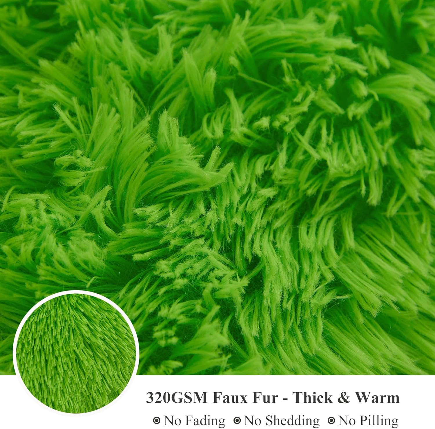XeGe Faux Fur Body Pillow Cover 20x54 Lime Green with Zipper