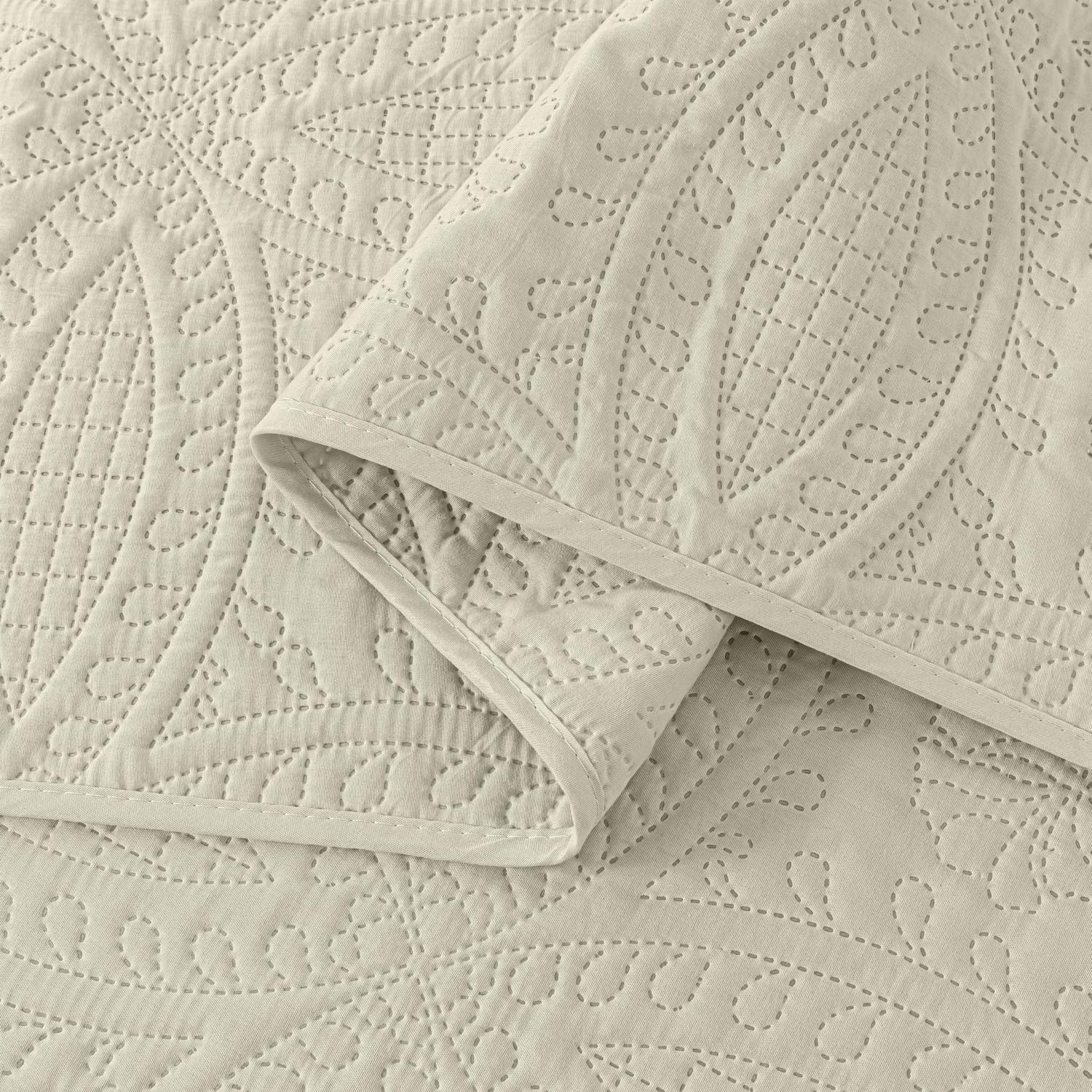 Chezmoi Austin 3-Piece Oversized Bedspread Set King Ivory