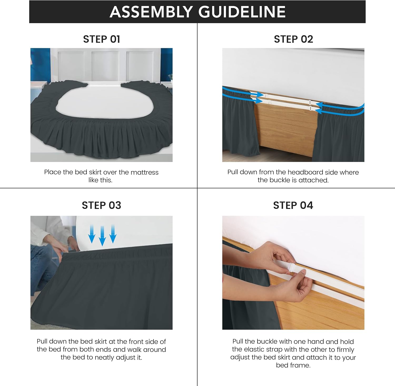 Utopia Bedding Queen Elastic Bed Ruffle with Microfiber Skirt